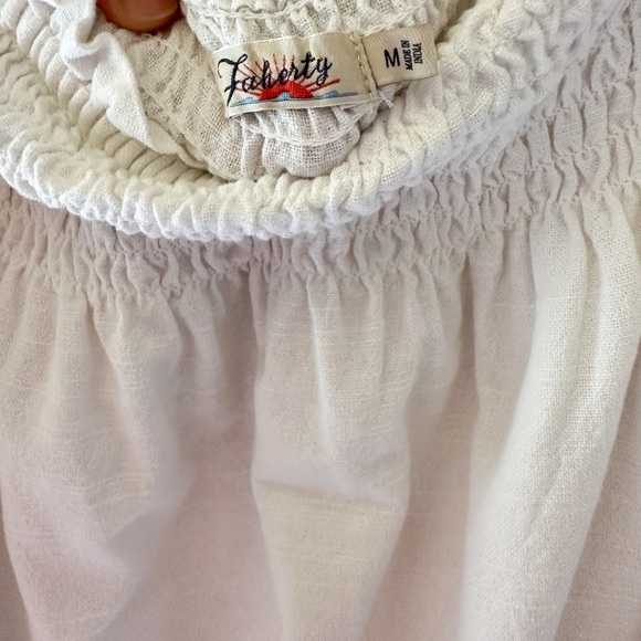 Faherty Organic Cotton Shift Ramona Dress In Egret Size Medium European Summer - Picture 4 of 6